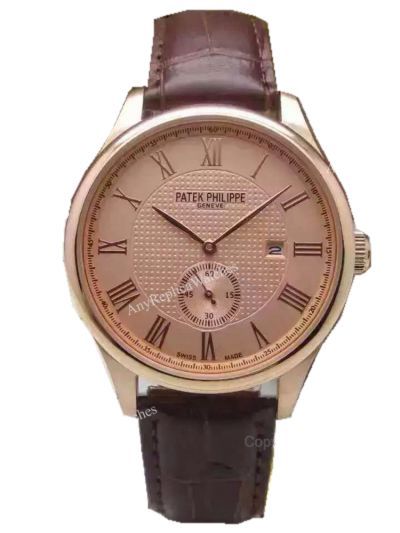 Geneve Patek Philippe Copy Watch - Rose Gold Case Brown Leather Band